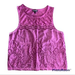 Express distressed embroidered tank top size small